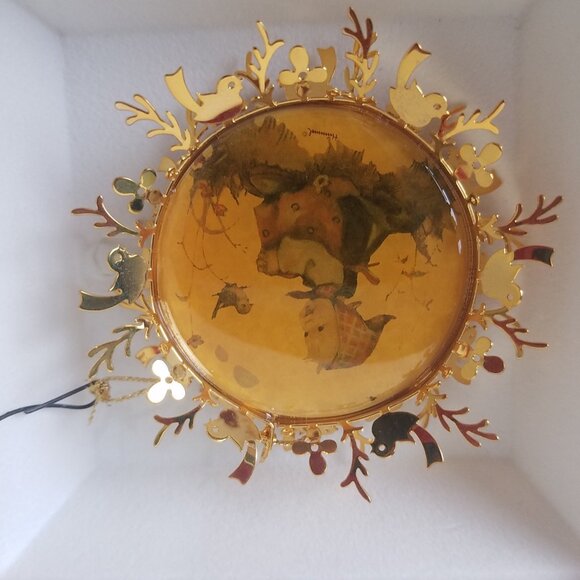 Vintage Hummel Gold Christmas Ornament Collection sunny weather round filagree - Picture 3 of 8